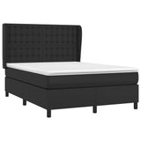 Box Spring Bed with Mattress Black 137x187 cm Double Size Faux Leather - Side View