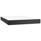 Box Spring Bed with Mattress Black 137x187 cm Double Size Faux Leather - 45-Degree Angle