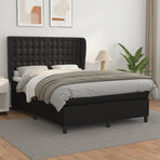 Box Spring Bed with Mattress Black 137x190 cm Double Faux Leather