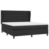 Box Spring Bed with Mattress Black 153x203 cm Queen Size Faux Leather - Side View