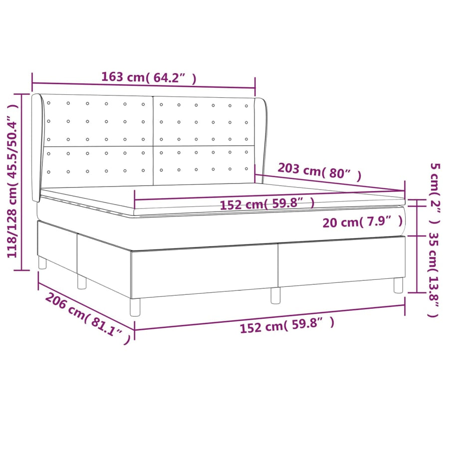 Box Spring Bed with Mattress Black 152x203 cm Queen Faux Leather