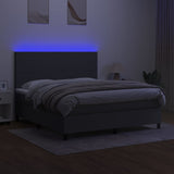 Box Spring Bed with Mattress&LED Dark Grey 153x203 cm Queen Size Fabric - Side View