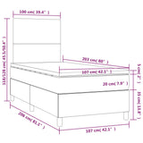 Box Spring Bed with Mattress&LED Dark Grey 106x203 cm King Single Size Fabric - Low Angle