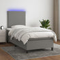 Box Spring Bed with Mattress&LED Dark Grey 107x203 cm King Single Fabric