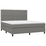 Box Spring Bed with Mattress&LED Dark Grey 153x203 cm Queen Size Fabric - Top-Down View