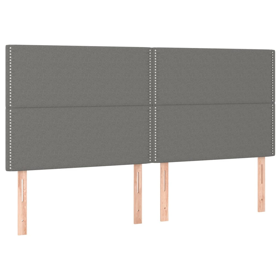 Box Spring Bed with Mattress&LED Dark Grey 152x203 cm Queen Fabric