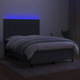 Box Spring Bed with Mattress&LED Dark Grey 137x187 cm Double Size Fabric - Side View