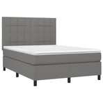 Box Spring Bed with Mattress&LED Dark Grey 137x190 cm Double Fabric