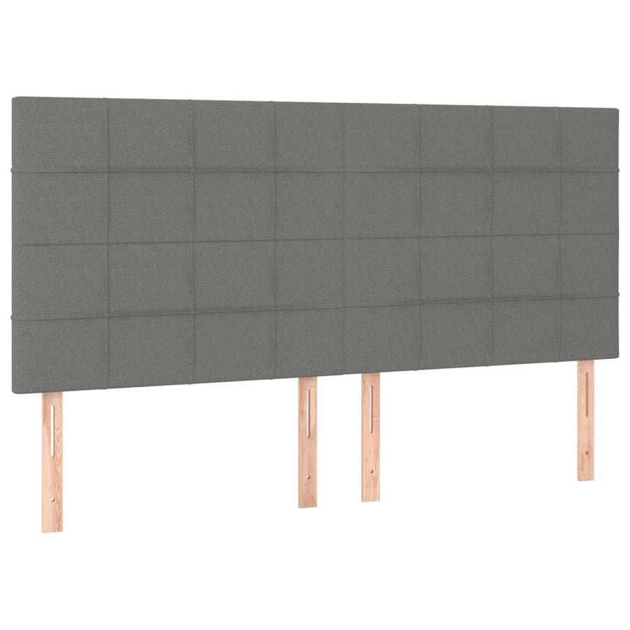Box Spring Bed with Mattress&LED Dark Grey 152x203 cm Queen Fabric