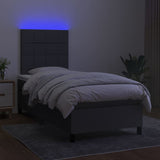Box Spring Bed with Mattress&LED Dark Grey 106x203 cm King Single Size Fabric - Side View