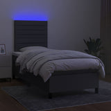 Box Spring Bed with Mattress&LED Dark Grey 106x203 cm King Single Size Fabric - Side View