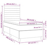 Box Spring Bed with Mattress&LED Dark Grey 106x203 cm King Single Size Fabric