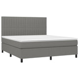 Box Spring Bed with Mattress&LED Dark Grey 153x203 cm Queen Size Fabric - Top-Down View