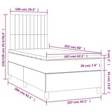 Box Spring Bed with Mattress&LED Dark Grey 106x203 cm King Single Size Fabric
