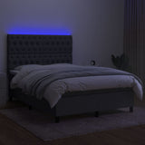 Box Spring Bed with Mattress&LED Dark Grey 137x187 cm Double Size Fabric - Side View