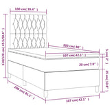Box Spring Bed with Mattress&LED Dark Grey 106x203 cm King Single Size Fabric
