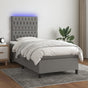 Box Spring Bed with Mattress&LED Dark Grey 107x203 cm King Single Fabric