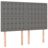 Box Spring Bed with Mattress&LED Dark Grey 137x187 cm Double Size Fabric - Close-Up Angle