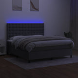 Box Spring Bed with Mattress&LED Dark Grey 153x203 cm Queen Size Fabric - Side View