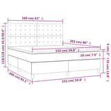 Box Spring Bed with Mattress&LED Dark Grey 153x203 cm Queen Size Fabric - Low Angle
