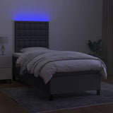 Box Spring Bed with Mattress&LED Dark Grey 106x203 cm King Single Size Fabric - Side View