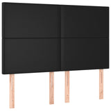 Box Spring Bed with Mattress&LED Black 137x187 cm Double Size Faux Leather - Close-Up Angle