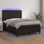 Box Spring Bed with Mattress&LED Black 137x190 cm Double Faux Leather