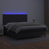 Box Spring Bed with Mattress&LED Black 153x203 cm Queen Size Faux Leather