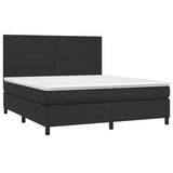 Box Spring Bed with Mattress&LED Black 153x203 cm Queen Size Faux Leather - Top-Down View