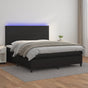 Box Spring Bed with Mattress&LED Black 152x203 cm Queen Faux Leather