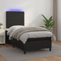 Box Spring Bed with Mattress&LED Black 107x203 cm King Single Faux Leather