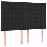 Box Spring Bed with Mattress&LED Black 137x187 cm Double Size Faux Leather - Close-Up Angle