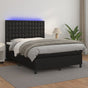 Box Spring Bed with Mattress&LED Black 137x190 cm Double Faux Leather