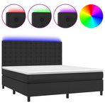 Box Spring Bed with Mattress&LED Black 152x203 cm Queen Faux Leather