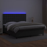 Box Spring Bed with Mattress&LED Black 153x203 cm Queen Size Faux Leather - Side View