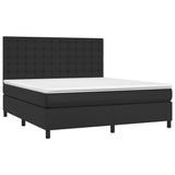 Box Spring Bed with Mattress&LED Black 153x203 cm Queen Size Faux Leather