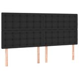 Box Spring Bed with Mattress&LED Black 153x203 cm Queen Size Faux Leather - Close-Up Angle
