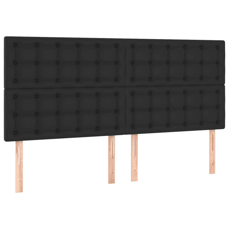 Box Spring Bed with Mattress&LED Black 152x203 cm Queen Faux Leather