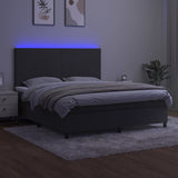 Box Spring Bed with Mattress&LED Dark Grey 153x203 cm Queen Size Velvet - Side View
