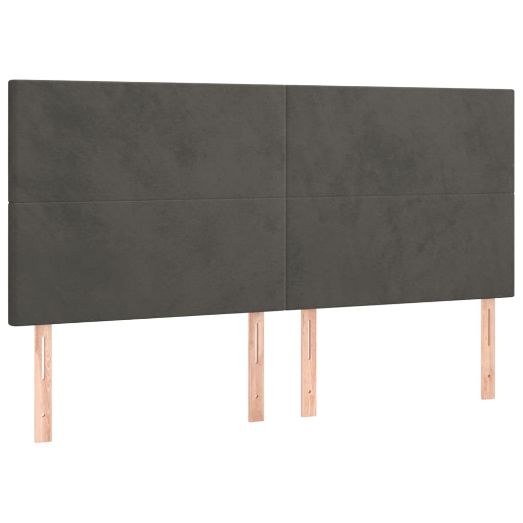 Box Spring Bed with Mattress&LED Dark Grey 153x203 cm Queen Size Velvet