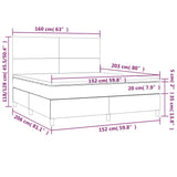 Box Spring Bed with Mattress&LED Dark Grey 153x203 cm Queen Size Velvet - Low Angle