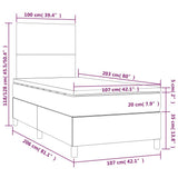 Box Spring Bed with Mattress&LED Dark Grey 106x203 cm King Single Size Velvet