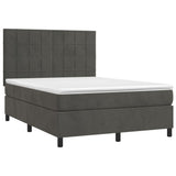 Box Spring Bed with Mattress&LED Dark Grey 137x187 cm Double Size Velvet - Top-Down View