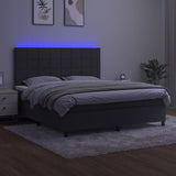 Box Spring Bed with Mattress&LED Dark Grey 153x203 cm Queen Size Velvet - Side View
