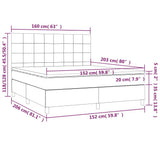 Box Spring Bed with Mattress&LED Dark Grey 153x203 cm Queen Size Velvet - Low Angle
