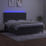 Box Spring Bed with Mattress&LED Dark Grey 153x203 cm Queen Size Velvet