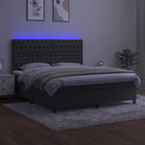 Box Spring Bed with Mattress&LED Dark Grey 153x203 cm Queen Size Velvet - Side View