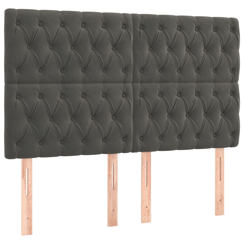 Box Spring Bed with Mattress&LED Dark Grey 153x203 cm Queen Size Velvet
