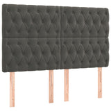 Box Spring Bed with Mattress&LED Dark Grey 153x203 cm Queen Size Velvet - Close-Up Angle