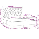 Box Spring Bed with Mattress&LED Dark Grey 153x203 cm Queen Size Velvet